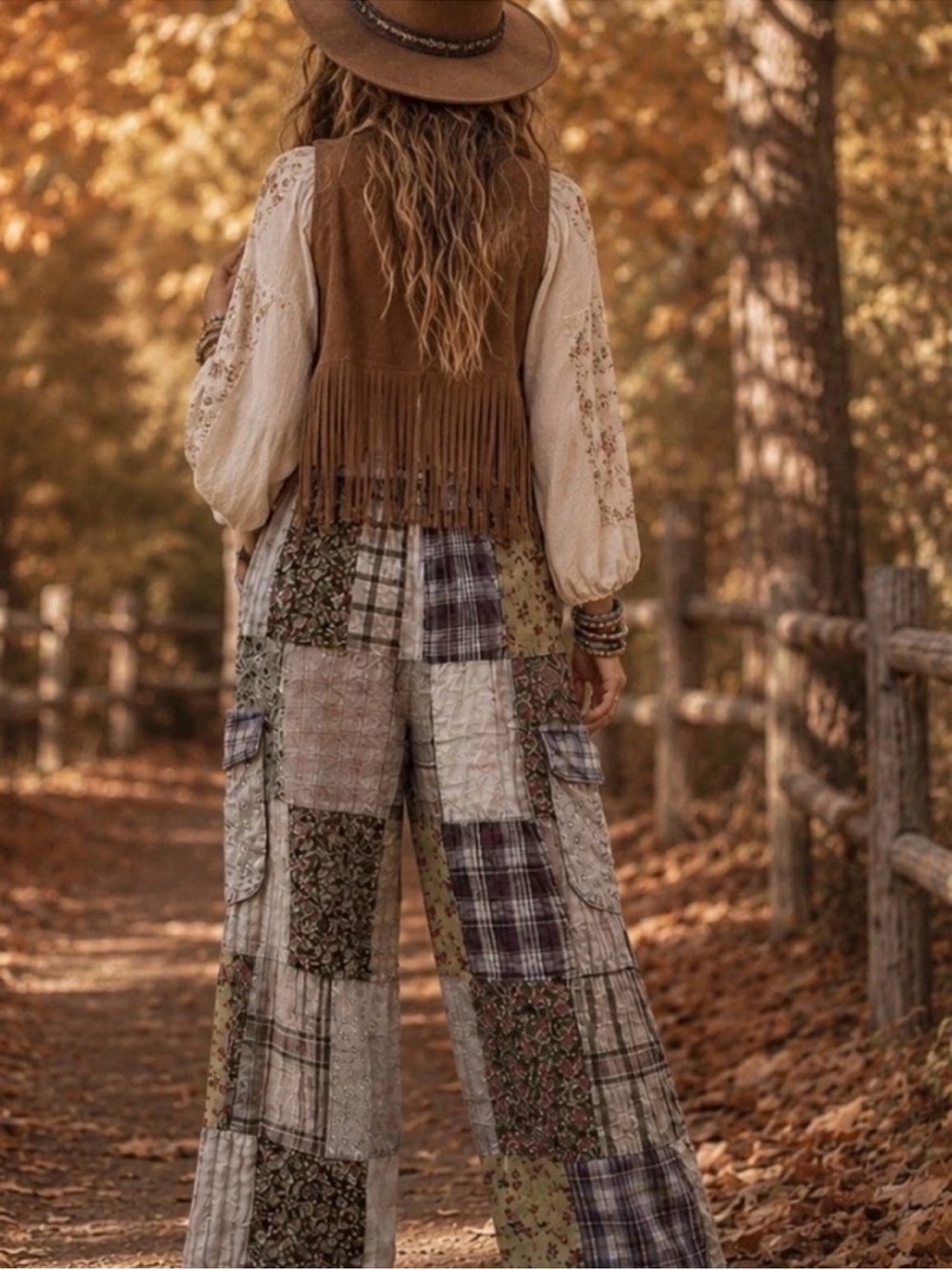 NWT Young Threads Patchwork Floral & Plaid Cargo Pants - Picture 3 of 10